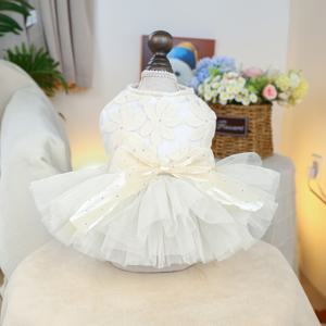 TEMU 강아지용 플로럴 요정 웨딩 드레스, 테디, 비숑, 폼페라니안, 티컵 강아지, 고양이 등 작은 반려동물을 위한 봄/가을 옷; 가벼운 우아한 공주 드레스.