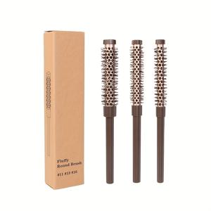 TEMU 컬리 헤어 스타일링 미니 소형 롤러 빗 - 알루미늄 튜브 열전도 롤러 빗 나일론 이빨 - 고온 저항 - 빅 웨이브 컬 헤어 스타일링 빗 - 시니어 커피 컬러 3개 선물 상자