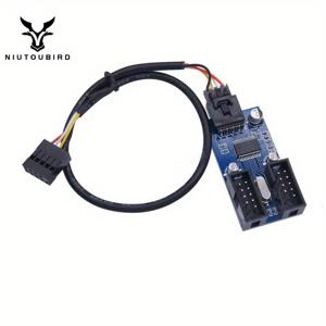 TEMU Gl850 USB 2.0 허브 스플리터 - 듀얼에서 쿼드 포트 어댑터로 전환, 저전력 소비, 고속 호환성 PC, 노트북, 게임 콘솔 및 모니터용 - 9핀 여성 헤더 연장 케이블, 다기능 허브 | 컴팩트 디자인 | 유연한 케이블 어댑터