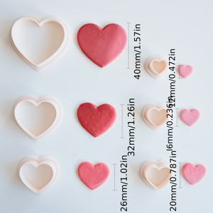 TEMU 6pcs/set Love Heart 폴리머 클레이 커터 데이 다양한 크기 하트 모양 소프트 도자기 모양 귀걸이 펜던트 만드는 도구