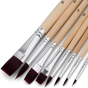 TEMU 8pcs 전문용 라운드 헤드 브러시, 청소가 용이, 워터 컬러, 오일 페인팅, 아크릴, 과카, 얼굴 및 몸체 아트, 암석, 나무, 모델 및 공예, 긴 손잡이 성인용 브러시