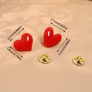 TEMU 2개 세트 레드 레진 하트 브로치 - 여성용 우아한 액세서리, 옷·가방·모자 다용도, 그녀를 위한 완벽한 발렌타인데이 선물 (가볍고 정교한 디자인)