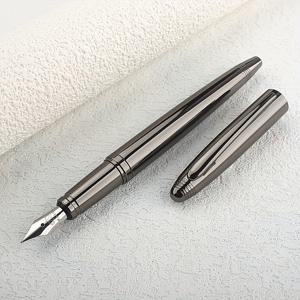 TEMU 럭셔리 메탈 그레이 만년필 - 중간 펜촉과 스냅온 캡이 있는 우아한 필기구, 사무실 및 문구용 슬림 디자인