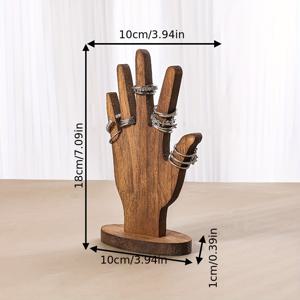 TEMU 우아한 나무 손목 장신구 스탠드 - 금속 반지 액센트가 있는 자연스러운 나무 홈 데코, 반지 및 귀걸이용 바닥 스탠딩 디스플레이, 장식 액세서리 | 자연스러운 미적 | 세련된 세부 사항, 장신구 정리함, 장신구 타워, 장신구 타워