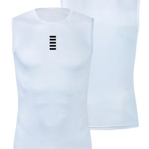 TEMU 남성용 고신축 빠른 건조 사이클링 탱크탑 - 체육관, 트레이닝 및 야외 라이딩을 위한 통기성 민소매 라운드 넥 조끼, 흰색에 검정 수직 줄무늬, 폴리에스터, 가벼우며 습기 흡수 디자인