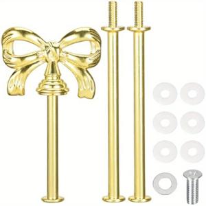 TEMU 우아한 리본 케이크 스탠드 핸들 - 주석 합금, 폴리시드 메탈, 5.7