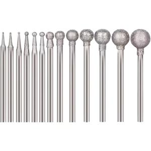 TEMU 13개 라운드 버링 샌딩 드릴 비트 그라인딩 헤드 2.35mm 생크 카빙 정밀 조각 도구 전기 그라인더 부품