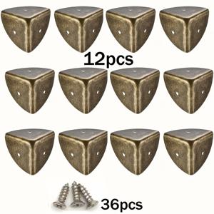 TEMU 12개 세트 금속 코너 보호대, 빈티지 코너 프로텍터, 아연 합금 테이블, 캐리어, 캐비닛, 공구함용 안전 커버