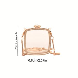 TEMU Y2K 스위트 쿨 미니 도난 방지 박스 가방, 트렌디한 메탈릭 체인 크로스바디 가방 (2024년 여름), 헤드폰 및 립스틱 보관을 위한 다중 수납 공간, 컴팩트하고 넉넉함, 스타일리시한 의상에 적합.