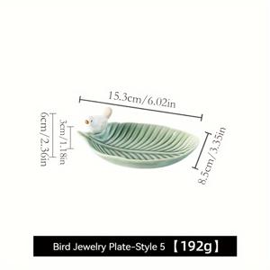 TEMU 새 모양의 세라믹 주얼리 트레이, 꽃잎 디자인, 스타일리시하고 독특한 탁상 장식, 열쇠 및 작은 물건을 위한 다기능 홈 수납 상자, 어버이날, 발렌타인데이, 추수감사절, 크리스마스 선물로 이상적