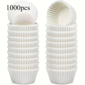 TEMU 1000개 작은 흰색 종이 컵케이크 케이스, 베이킹 컵, 미니 종이 베이킹 컵, 머핀 케이스, 컵케이크 라인러, 초콜릿 종이 캔디 컵, 머핀, 페어리 케이크용 기름 방지 종이 케이스