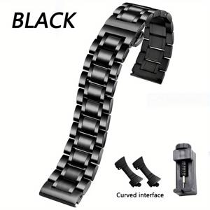 TEMU 커브형 끝 스테인리스 스틸 시계 밴드 (18mm, 20mm, 22mm, 24mm 사이즈)|팔찌|스마트워치
