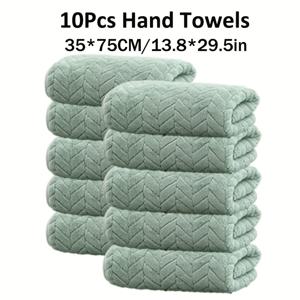 TEMU 35*75cm/13.8*29.5인치의 단색 핸드 타월 10개 세트입니다. 밀알 디자인의 극세사 소재로 제작되었으며 부드럽고 편안하며 흡수력이 뛰어나 가족용 욕실, 호텔, 피트니스 센터에서 사용하기에 이상적입니다.|수건
