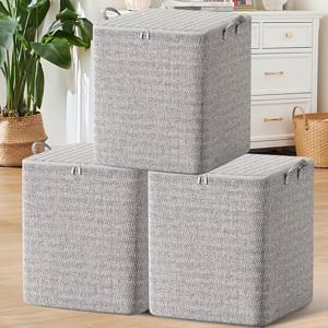 TEMU 3개 세트 모던 그리드 보관함 - 29.06 갤런 다용도 직사각형 정리함, 방진 및 더블 지퍼와 손잡이 포함, 옷, 담요, 이사 및 여행용, 침대 밑 수납에 적합