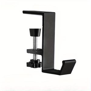 TEMU 1pc 내구성 있는 알루미늄 합금 드릴 없는 책상 옆 후크 - 강력한 손잡이, 페인트 도장, 사무실 및 학생 책상에 이상적, 헤드폰 홀더, 문 위로 걸이