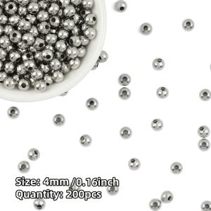TEMU 3/4/5/6/8mm, 60/100/200개. 변색 없는 스테인리스 스틸 구슬, 통구 스트링 구슬, 색상 유지 핸드 체인 스페이서 구슬, 목걸이 액세서리, 장식용
