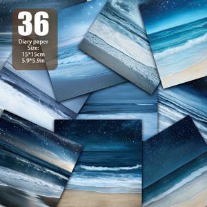 TEMU 별빛 해변의 속삭임 - 부드러운 파도가 해변을 부드럽게 가라앉히고, 밤하늘은 별들이 점점 점점 가득합니다. 부드러운 파란색과 은색 톤이 서로 엮여, 꿈과 평온한 분위기를 연출하며 배경의 방해를 받지 않습니다. 스크랩북 용지, 수제 용지|일기장