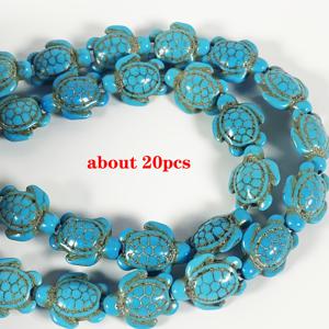 TEMU 24/20개 천연 터키석 거북이 모양 비즈 - 14mm & 17mm 연한 파란-녹색 매끄러운 보석 DIY 공예용, 팔찌 및 목걸이 만들기용 고품질 루스 비드 세트, 거북이 주얼리 액세서리, 목걸이 부품