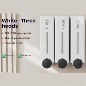 TEMU 300ml 단위 욕실, 호텔 수동 압력 벽걸이형 비누 디스펜서, 드릴 설치 불필요, 대용량 손세제, 샤워 젤, 샴푸 보관 가능