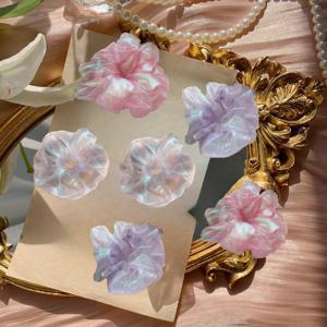 TEMU 6개 한국식 대형 스크런치 헤어 타이 - 파스텔 핑크 & 라벤더 색상의 반짝이는 아이리디센트 스크런치, 여성용 프레시 심플 우아한 헤어 밴드, 포니테일, 번, 브레이드, 헤어 스타일링 액세서리, 뱅 헤어스타일, 섬세한 디자인, 광택 마감, 트렌디한 헤어스타일, 고품질 소재, 미인 애호가용