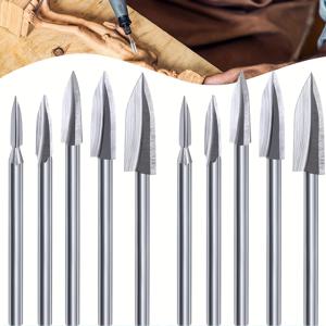 TEMU DIY 조각용 고속 강철 로터리 드릴 비트 10개 세트 - 목공 및 금속 작업용 정밀 절단 가장자리, 전원 불필요, 내구성 있는 금속 구조, 우아한 메탈릭 마감