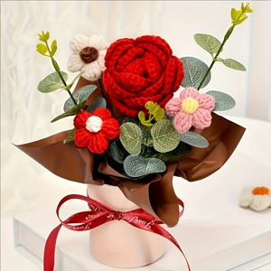 TEMU 1세트 빈티지 뜨개질 키트 크로셰 장미 데이지 꽃, 홈 인테리어 소품, 핸드메이드 인조 플라워 파티용, 생일, 어머니날, 발렌타인데이, 결혼식, 졸업 선물