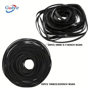 TEMU 100개 레코더 고무 벨트 | 1MM 폭 50개, 3MM 폭 50개, 카세트 테이프 기계 수리, 유지 보수, 전동, 로봇, 풀리용 40-135mm 길이 - 고무 재질