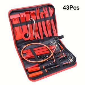 TEMU 43피스 자동차 트림 제거 도구 키트 - 정밀 후크, 픽, 클립 플라이어, 터미널 제거 키 및 스테레오 및 패널 제거용 와이어링 스레더가 포함된 플라스틱 차량 인테리어 수리 세트