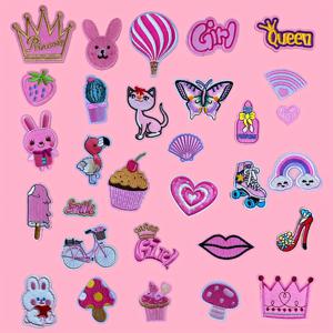 TEMU 30개 핑크색 패브릭 패치 세트. 다림질 또는 바느질 가능하며 의류, 백팩, 청바지, 티셔츠에 적합합니다.