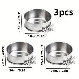 TEMU 3개의 새식이와 물병, 스테인레스 스틸 컵과 새식이용 그릇, 사랑새, 코카티엘, 핀치용. 새집에 걸 수 있고, 햄스터와 다른 애완동물에게 적합합니다.