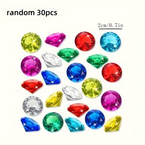 TEMU 30개 대형 레진 아크릴 합성 보석 비즈 - 화병 장식용 혼합 색상 DIY 공예품, 수영장 파티 장식, 수중 테마 및 생일 선물 아이디어 - 별자리, 물방울, 하트 모양의 홈 데코 아이템