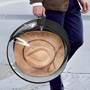 TEMU 대형 투명 모자 보관 가방 (블랙 지퍼) - 카우보이모 7개 수납 가능, 넓은 손잡이 디자인, 옷장 정리용, 모자 거치대 포함