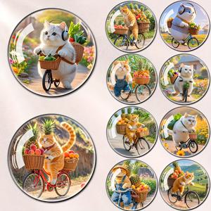 TEMU 10개 귀여운 과일 고양이 대형 유리 냉장고 자석, 주방·사무실·홈 캐비닛 & 식기세척기용 창의적인 장식품 – 가족, 친구, 연인 또는 동료를 위한 완벽한 휴일 선물 아이디어