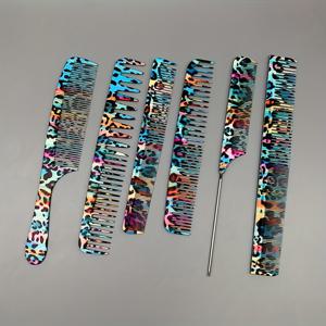 TEMU 6pcs 헤어 스타일링 빗 세트, 내열성 및 정전기 방지, 패션 컬러 디자인의 전문가용 미용실 가발 빗, 필수 홈 헤어 도구