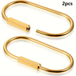 TEMU 2개 세트 고강도 황동 키체인 잠금 나사 클립 - 골드 키링 체인, 내구성 키홀더, 사무실 또는 야외용 - 열쇠, 배지, 카드용 잠금 메커니즘 - 현대적 스타일 액세서리 (호환 가능)