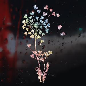 TEMU 반짝이는 하트 & 민들레 꽃 비닐 벽 스티커 - 유리, 창문, 냉장고, 노트북용 자체 접착 보석 데칼 - 거실, 침실, 주방, 사무실을 위한 현대적인 플로럴 장식