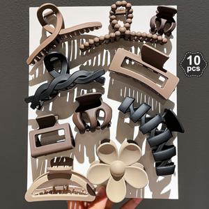 TEMU 여성을 위한 헤어 액세서리 10종 세트 (클로 클립 포함), 스타일의 레진 헤어 클로 디자인 - 사계절 모두에 적합한 다용도 비직물 패션 액세서리, 여성 포니테일 및 바지바늘/상어 클립에 완벽