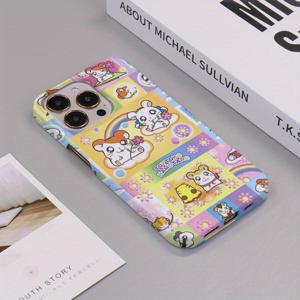 TEMU 휴대폰 케이스: 햄스터 캐릭터와 컬러풀 패턴, 올인원 내충격 필름 하드 케이스, 아이폰 11/12/13/14/15/16/플러스/프로/프로맥스용, 남녀공용 보호 커버 선물