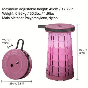 TEMU 접이식 야외 의자/스툴, 가볍고 휴대 간편, 8단 높이 조절 가능, 낚시, 캠핑, 바베큐에 이상적, 블랙/블루/퍼플/오렌지 그라데이션 컬러 디자인, 최대 하중 100kg