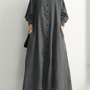 TEMU 여성용 긴 소매 포켓 셔츠 원피스, 발목까지 내려오는 넉넉하고 편안한 캐주얼 스타일에 완벽합니다.