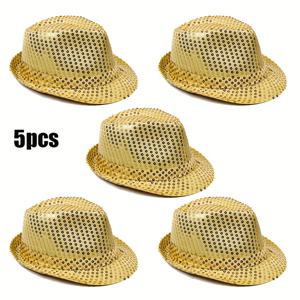 TEMU 반짝이는 시퀸 베레모 5개 세트 - 여성과 남성을 위한 빛나는 파티용, 가벼운 비신축 시퀸 디자인, 코스튬, 댄스 파티, 음악 페스티벌, 웨딩, 프롬에 적합 - 베레모 스타일|남자모자