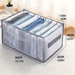 TEMU 핸들 장착 패브릭 의류 정리함 - 세탁 가능한 서랍 분할기, 청바지·티셔츠·접힌 옷 보관용 나일론 소재, 23개 이상의 아이템 수납 가능 | 침실 및 옷장 정리에 완벽한 스타일리시 보관 박스 | 내구성 강한 원단으로 제작된 클로젯 정리용