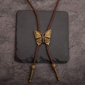 TEMU 1개 레트로 볼로 타이 코드 유럽 스타일 나비 목걸이 긴 목걸이