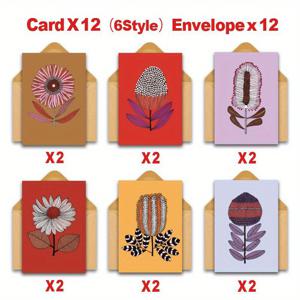 TEMU 24개 호주 플로라 디자인 감사 카드 세트 (봉투 포함), 모든 행사와 휴일에 적합, 감사, 결혼식, 생일, 기념일, 발렌타인데이, 가족과 친구를 위한 이상적인 선물