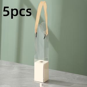 TEMU 장미 & 튤립 꽃무늬 접이식 투명 핸드헬드 플라워 박스 5개 - 플라워샵, 부케 포장, 선물 포장용 접이식 플라스틱 포장 - 내구성 & 공간절약형 디자인