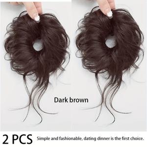 TEMU 2개 롱수 고급 소재 미트볼 헤드 가발 꽃봉오리 헤드 데이트 저녁 선호 헤어링 헤어 아티팩트 하이스컬 가발 가방 플러피 헤어드레스