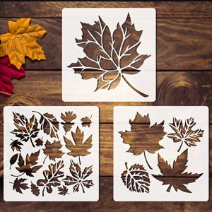 TEMU 3pcs 메이플 리프 실루엣 그림 스텐실 6 X6 인치 사각형 리프 그림 템플릿, 가을 식물 템플릿, 플라스틱 PET 드로잉 템플릿, 재사용 및 세척 가능, 캔버스, 종이, 직물, 벽, 바닥, 가구, 유리, DIY 아트, 벽 장식, 사진 프레임, 타투 등에 적합