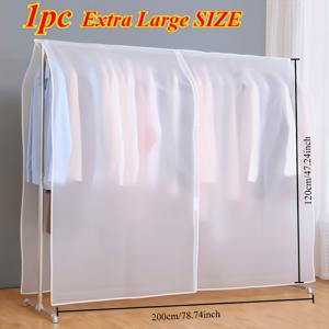 TEMU 1pc 초대형 걸이 옷 정리함 - 내구성 있는 먼지 방지 플라스틱 보관 가방, 지퍼 잠금 및 투명한 앞면, 침실 및 옷장 정리용 표준 걸이기에 적합, 손세탁 가능, 옷 정리함 보관