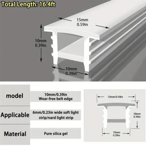 TEMU 16.4ft/5m 실리콘 LED 디퓨저, 매립형 유연 스트립 라이트 커버 플레이트, 화이트 10x10mm DIY 네온 로프 조명, 실내 장식용 10mm 스트립 라이트 설치 채널, 앰비언트 조명, 홈 조명, 디자인, 원활한 통합, 내구성 있는 커버 플레이트, 실리콘 디퓨저, 디퓨저 플레이트, 인테리어 , 홈 데코레이터