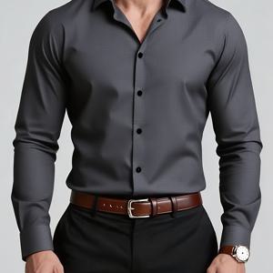 TEMU 신상 가을 유피 젠틀맨 비즈니스 캐주얼 셔츠, 주름 방지, 냉감 기술, 가벼운 폴리에스터, 부드러운 질감, 내구성 좋은 원단, 다양한 색상, 할로윈, 크리스마스 파티, 다용도 출근 셔츠